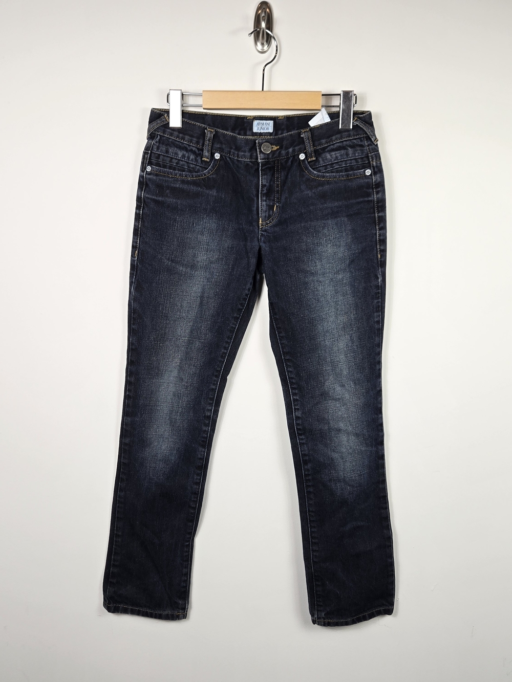 Vintage Armani Junior Girls Dark Wash Bootcut Jeans Size 12A Designer Denim